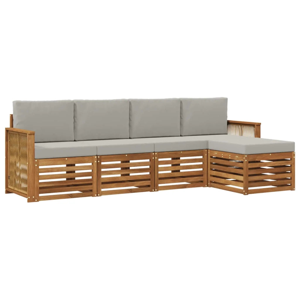 Set di divani da esterno 5 pz Naturale e Grigio Chiaro 3384237
