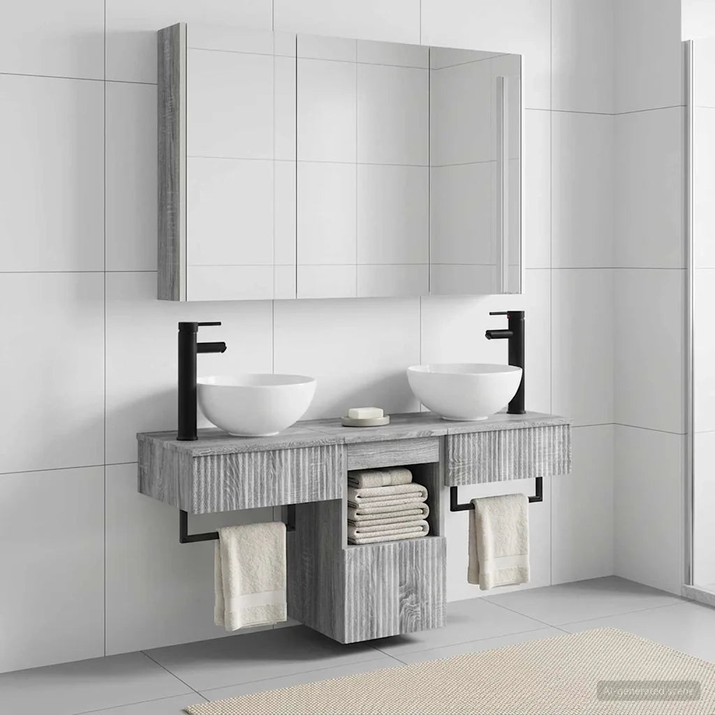 Set di Armadi da Bagno 4 pcs Sonoma grigio 103,5 x 15,5 x 70 cm 3406268