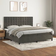 Giroletto a Molle con Materasso Grigio Scuro 200x200 cm Velluto 3143284