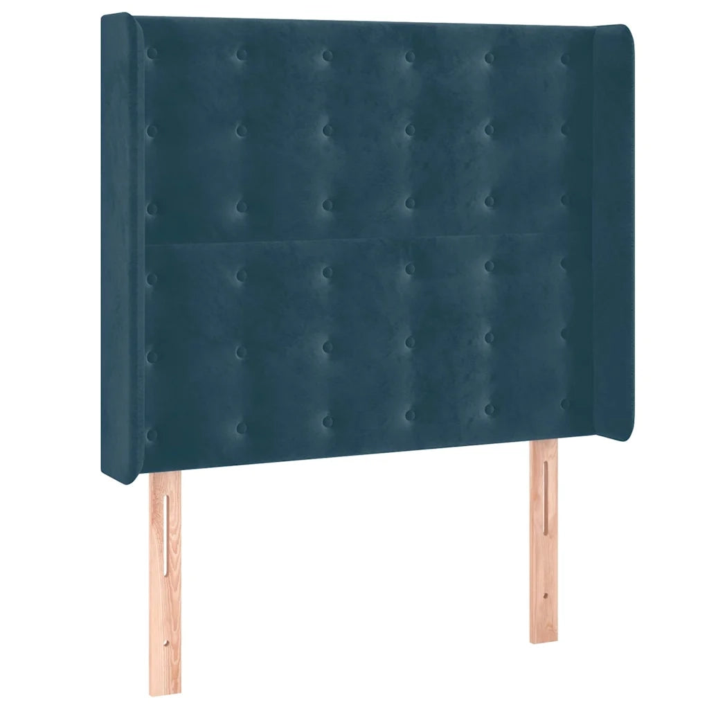 Letto a Molle con Materasso e LED Blu Scuro 90x200cm in Velluto 3139785