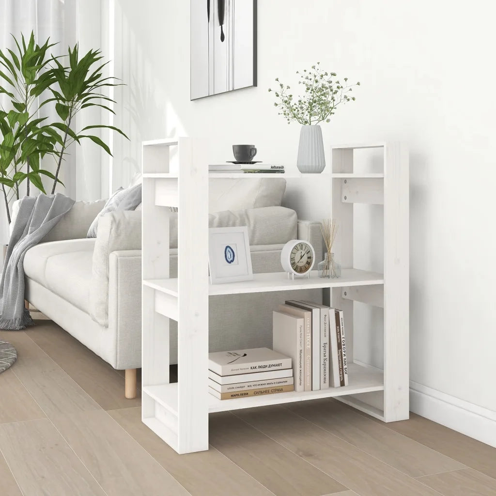 Libreria/Divisorio Bianco 80x35x91 cm in Legno Massello di Pino 813900