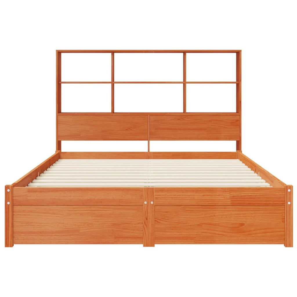 Struttura del letto con testiera contenitore-Giroletto con contenitore Marrone Cera 913133