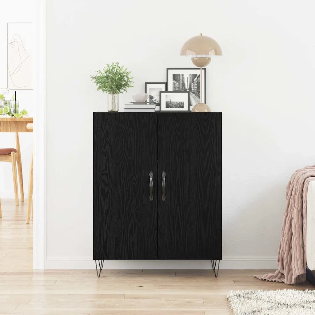 Credenza Rovere Nero 69,5 x 34 x 90 cm Legno multistrato 862873