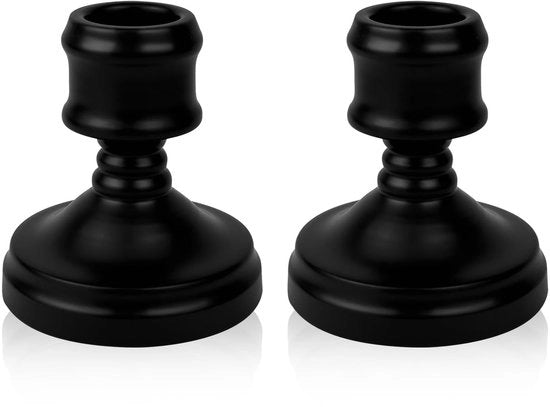 Due candele in metallo nero con base antiscivolo e cuscino di assorbimento per tavolo da pranzo, candelaide per decorazione natalizia