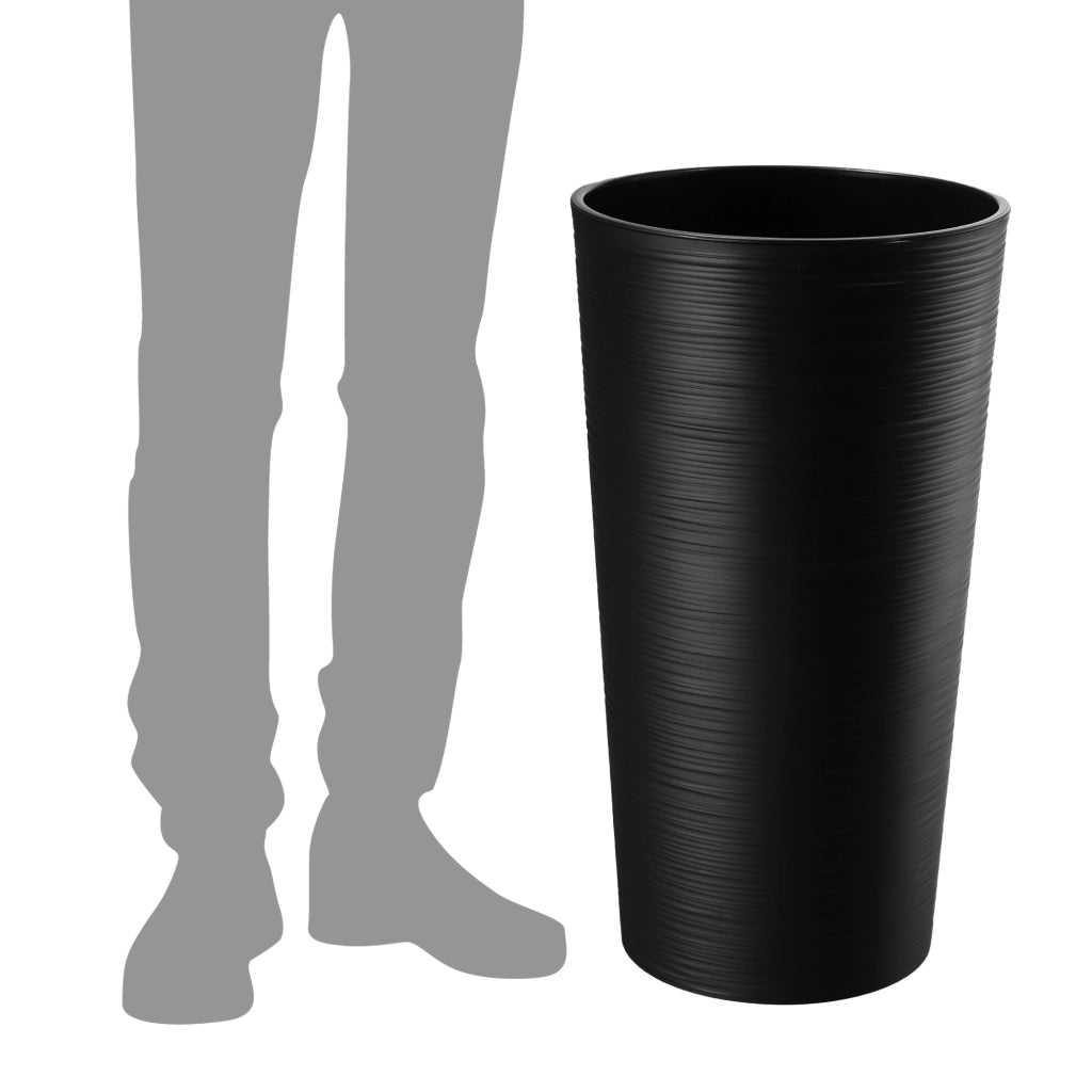 Vaso da fiori KADAX 57 cm con coperchio e inserto, vaso da fiori in plastica nero