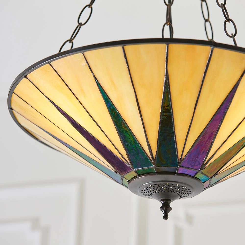 Lampada a sospensione Tiffany Dark Star vetro 3xE27