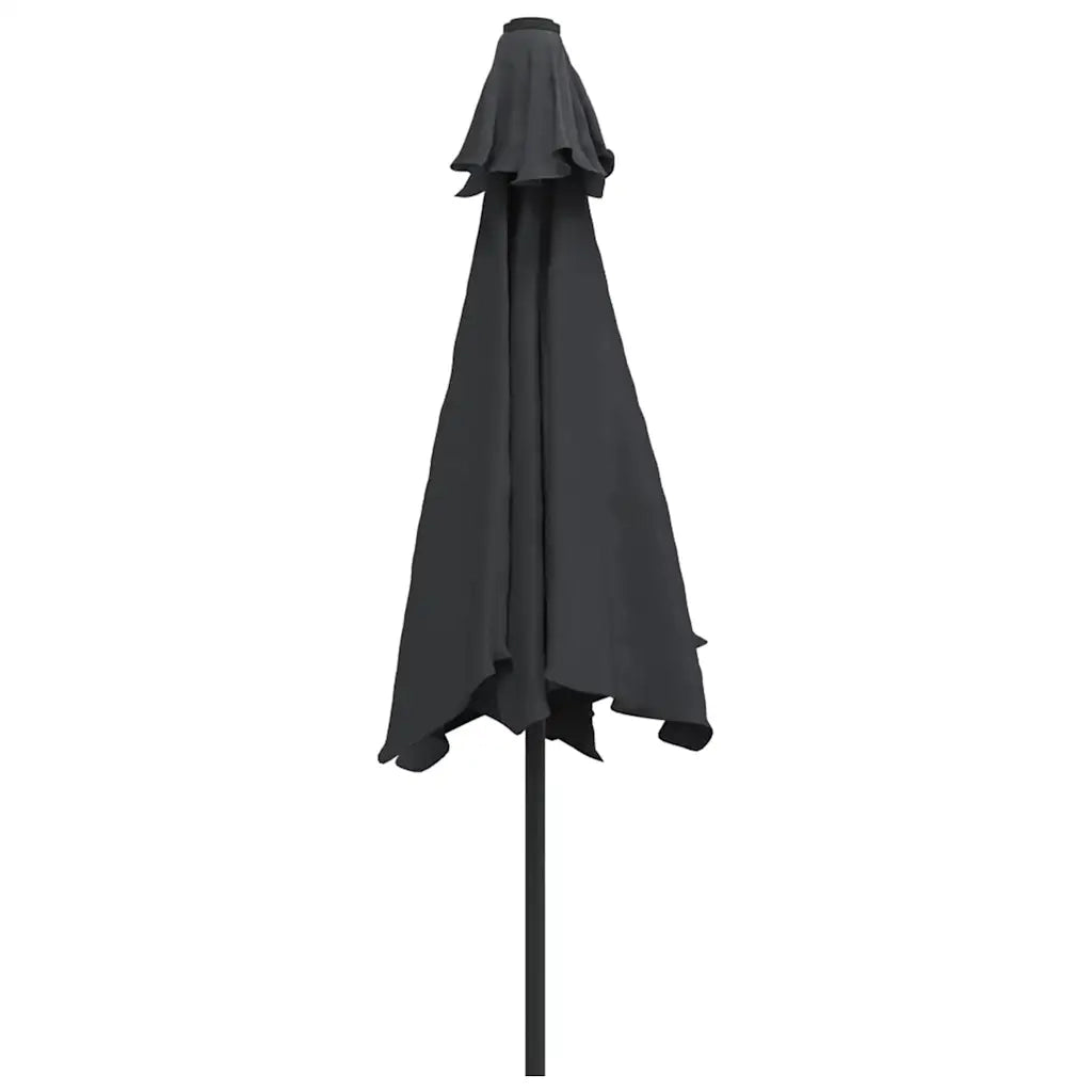 Ombrellone da Esterni con LED-Ombrello da giardino e Palo in Acciaio 300 cm Nero