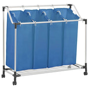 Cesto portabiancheria 96 x 40 cm con 4 sacchi blu acciaio 02_0006153