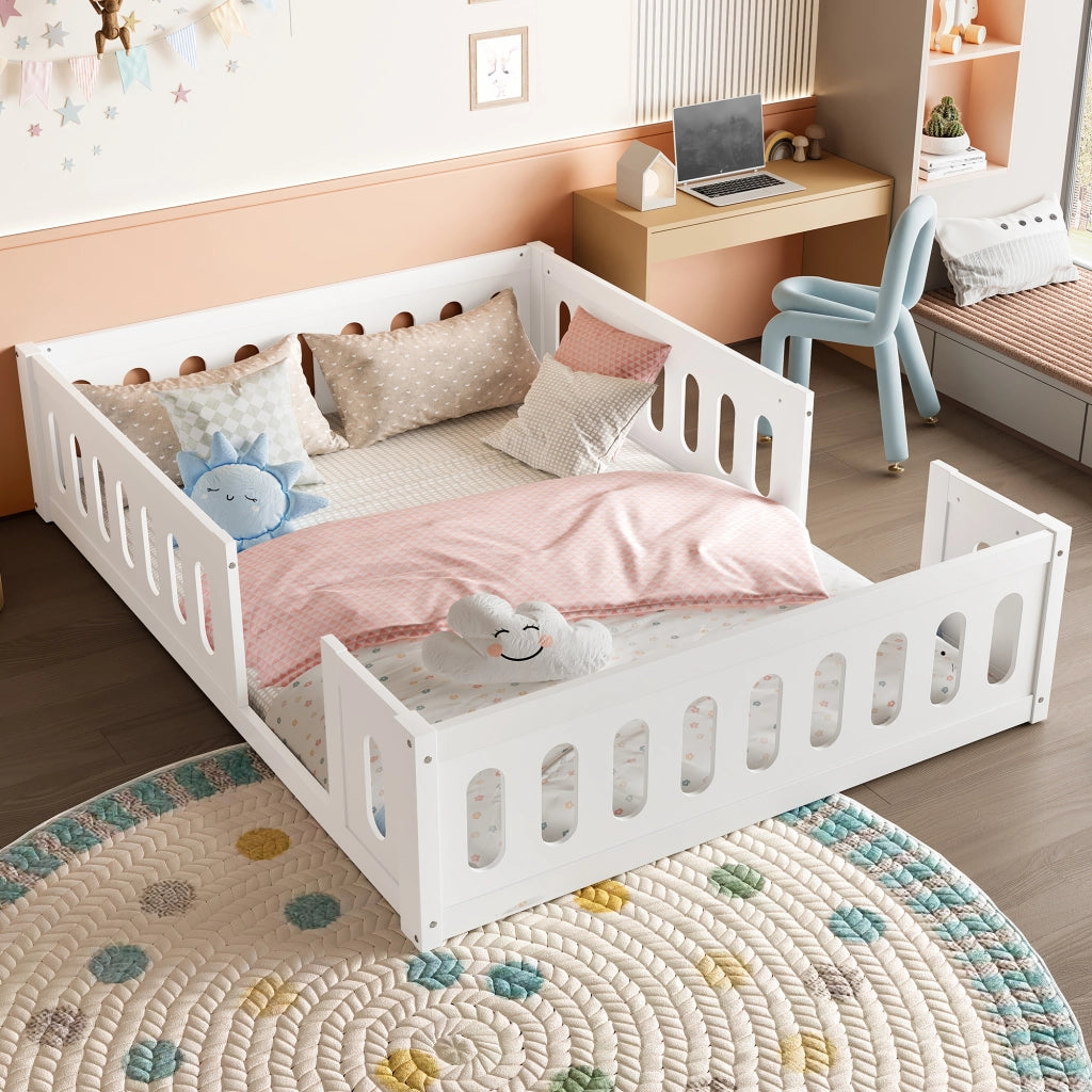 Letto in legno con sponde, 140x200 cm, bianco