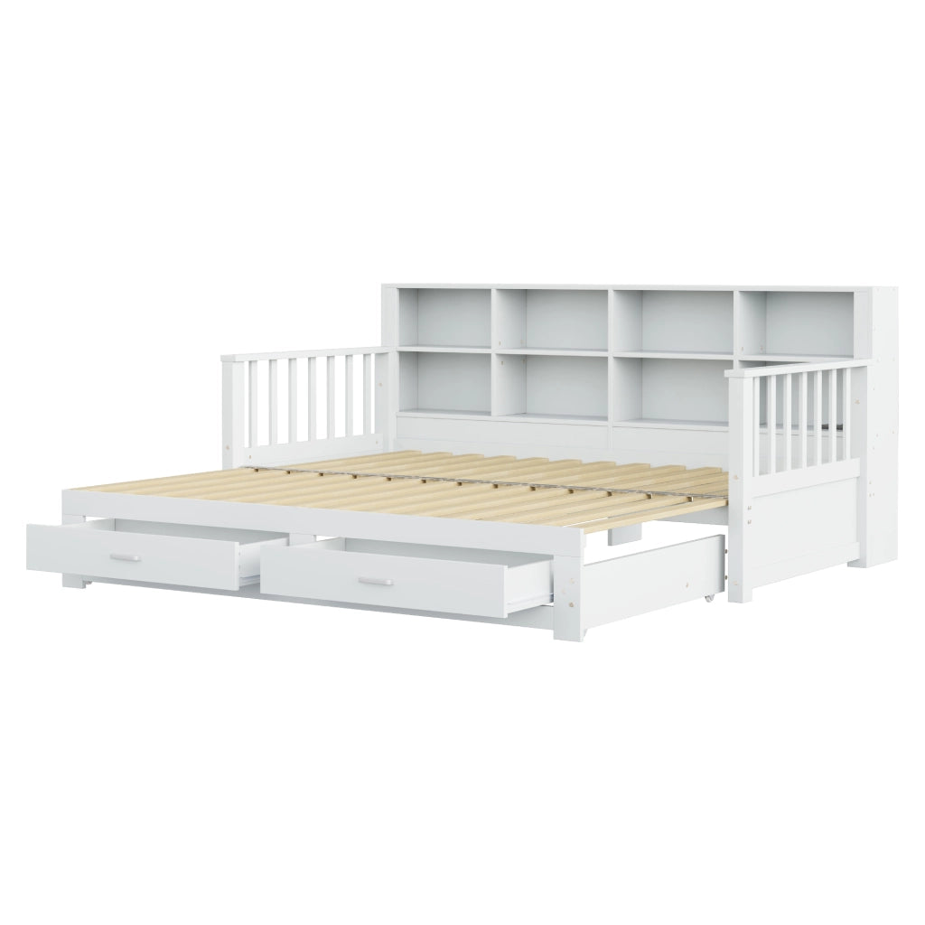 DIVANO LETTO ESTRAIBILE 90x190/180x190 CM LEGNO BIANCO
