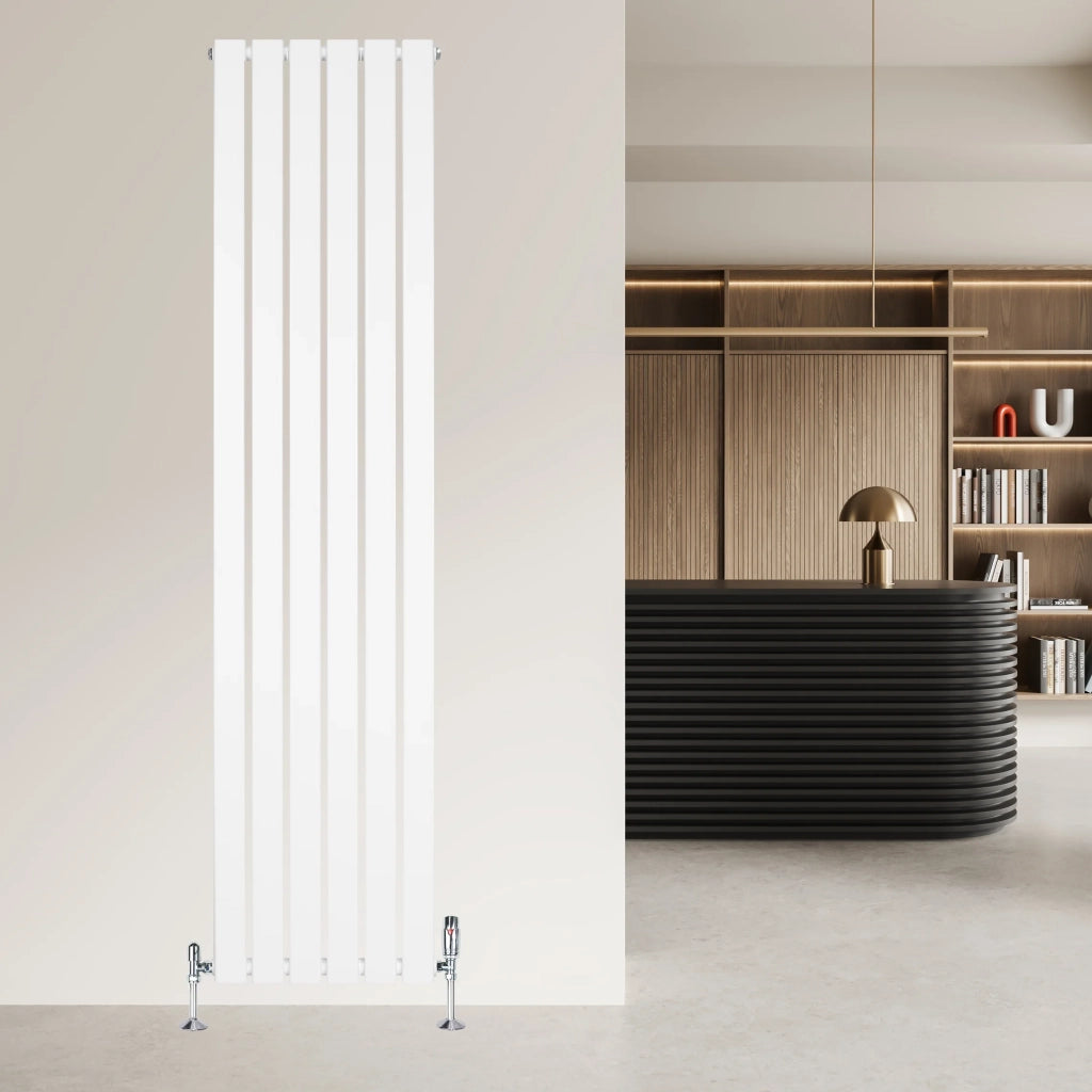 Radiatore Verticale 1800 x 420 mm con Valvole TRV Bianco
