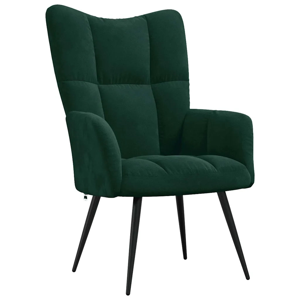 Divano Sedia-Poltrona Relax con Poggiapiedi Verde Scuro in Velluto 456599