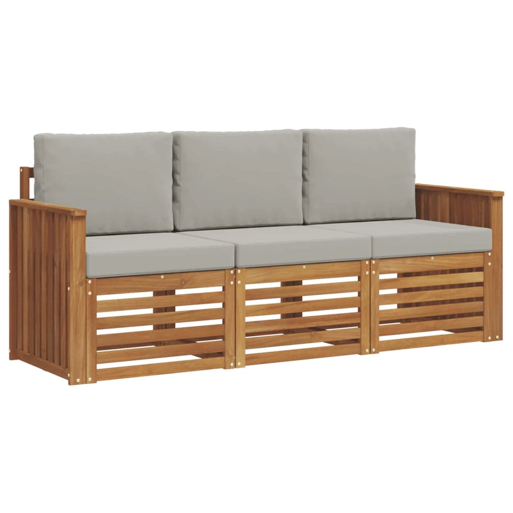 Set divani con cuscino 3 pcs Grigio Naturale e Chiaro