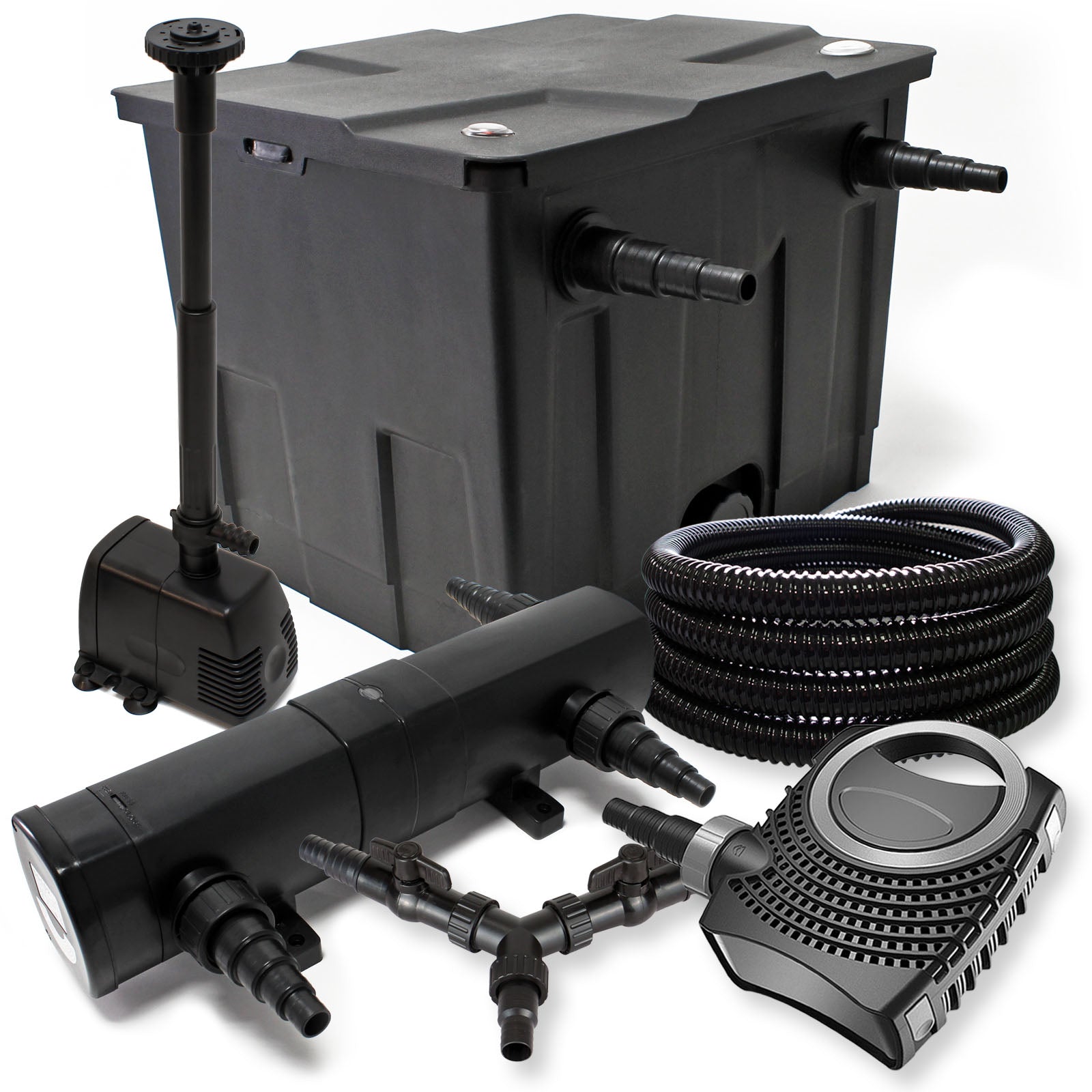 Set Filtro 12000l Chiarificatore laghetto 24W Pompa laghetto NEO8000 Tubo 25m Pompa fontana