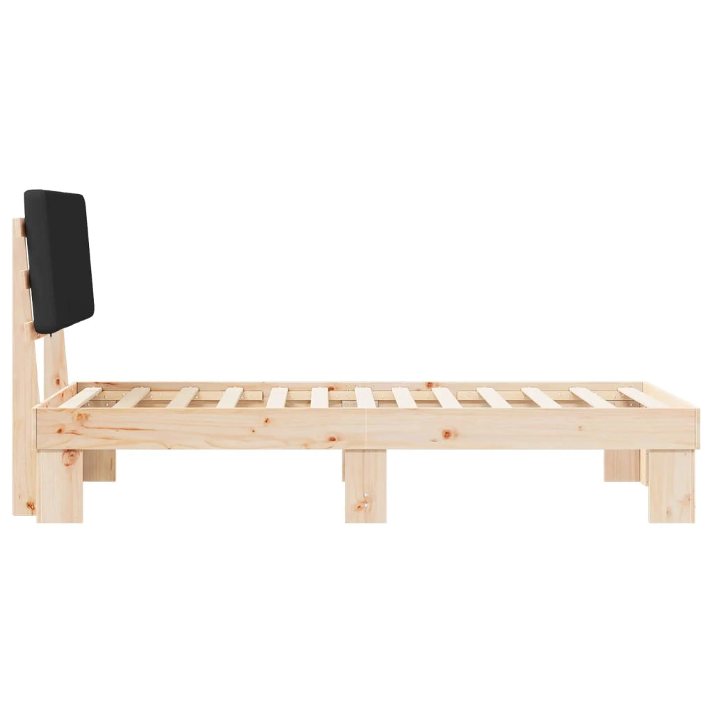 Letto con Testiera Rivestita Nero 90 x 190 cm Pino massello 877386