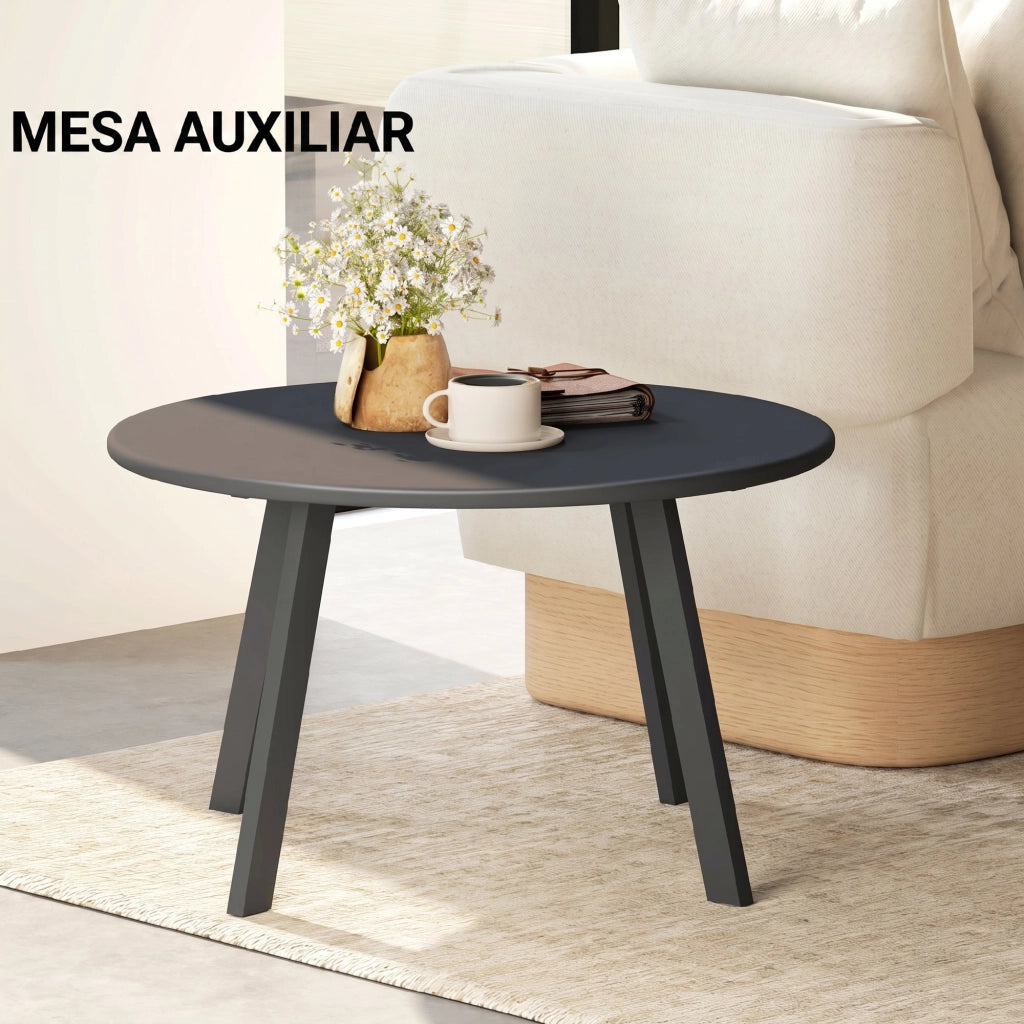 Tavolino da caff¨¨ rotondo in metallo ¨C zephmum ¨C grigio ?70x42 cm