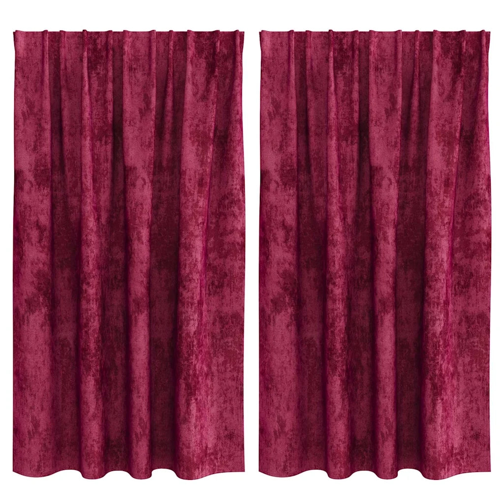 Tende in Velluto 2 pcs Rosso vino 140 x 140 cm Velluto 4107678