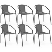 IDMarket - Set di 6 sedie da giardino impilabili THELMA in metallo e textilene, grigio antracite