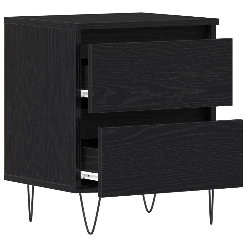 Comodini 2 pz Rovere Nero 40x35x50 cm Legno ingegnerizzato