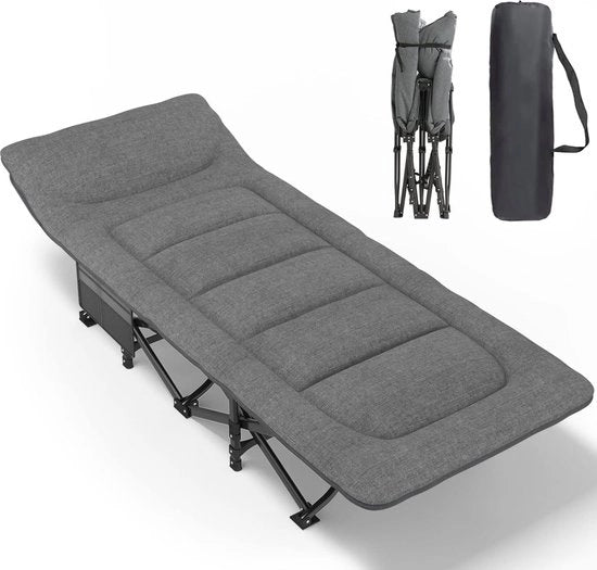 Letto da campeggio pieghevole, robusto per adulti, sostenibile fino a 250 kg, per outdoor, campeggio, viaggi, casa, ecc. (grigio)