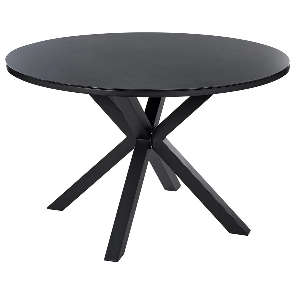Tavolo da giardino in alluminio e vetro nero ⌀ 120 cm moderno da esterno decorazione terrazza e giardino