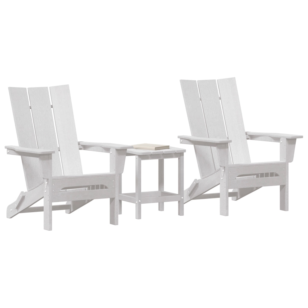 Set Lounge da Giardino  3 Pezzi Bianco HDPE
