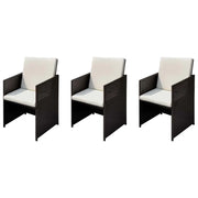 Sedie da giardino 3 pcs Marrone 56 x 52 x 87 cm Poly Rattan