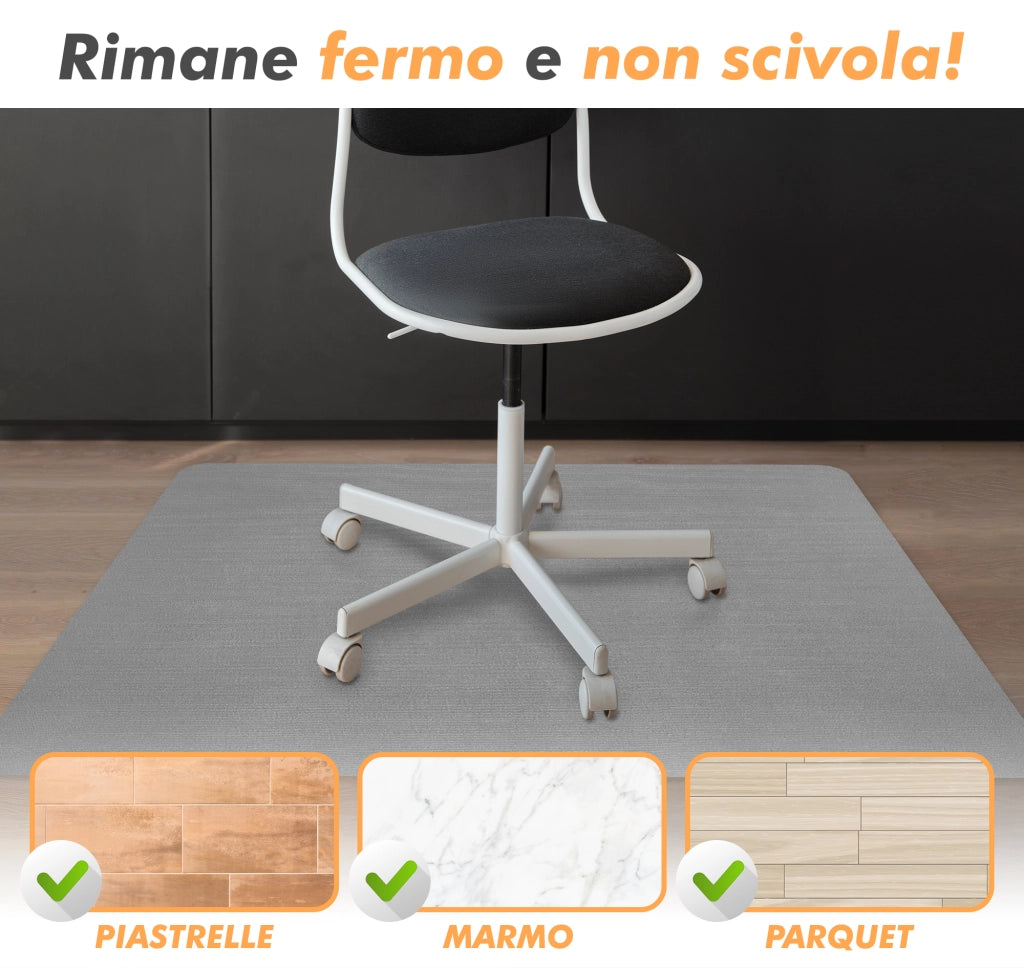 Tappeto Per Sedia Da Ufficio 95 x 120 Cm Antigraffio Per Sedie Da Scrivania Per Pavimenti In Legno o Piastrelle Salvapavimento Protettivo Sedute Con Ruote Rotelle Lavoro Gaming  - Grigio - 95x120 cm