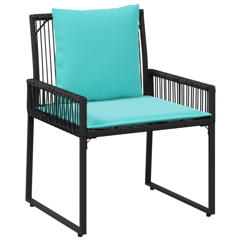 Set di Mobili da Esterno 9 pcs Nero e Turchese polyrattan
