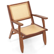 Sedia d'accento in rattan con schienale ergonomico e braccioli, Sedia da pranzo in bamb¨´ da poltrona da lettura Noce-Sedie e poltrone