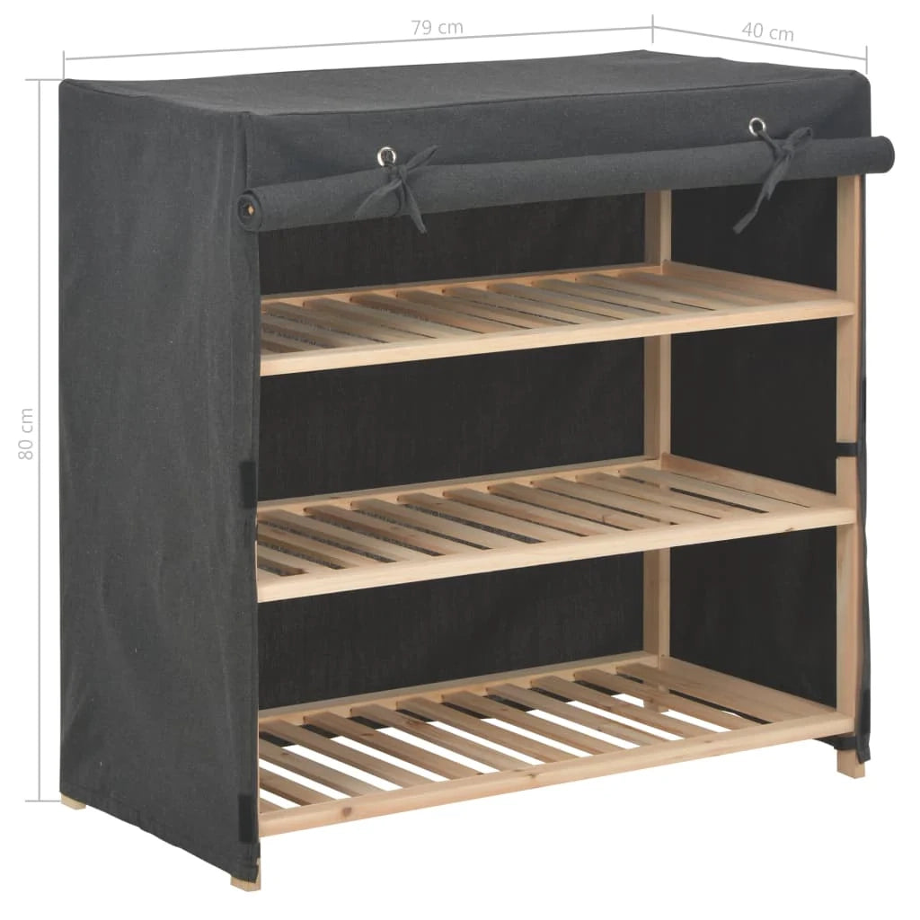 Scarpiera mobile contenitore per scarpe mobile ingresso/corridoio/soggiorno con coperchio 79 x 40 x 80 cm tessuto grigio 02_0021412
