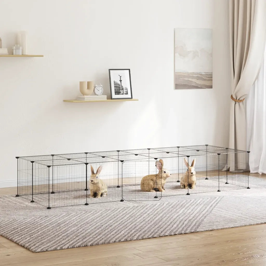 Gabbia per Animali 28 Pannelli con Porta Nero 35x35 cm Acciaio CFW8536295