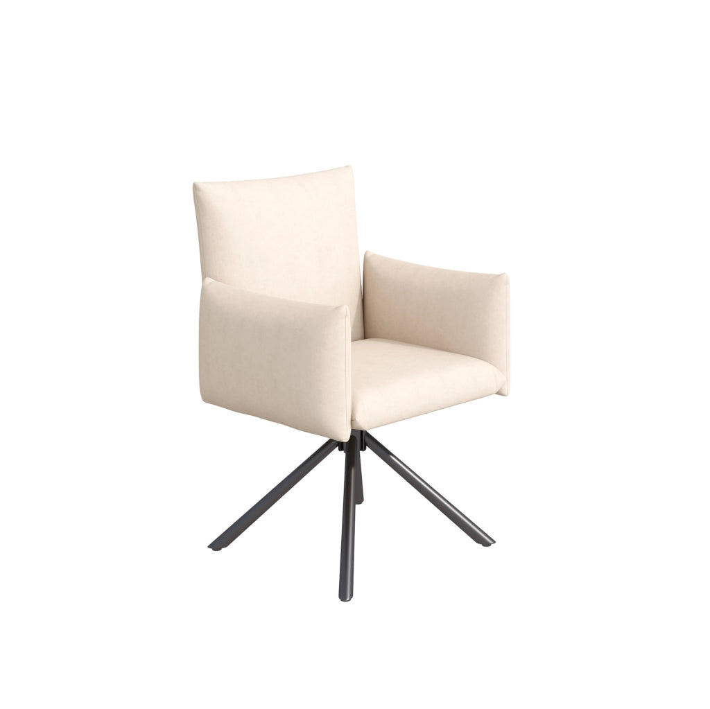 Set di 2 sedie girevoli beige in velluto con braccioli