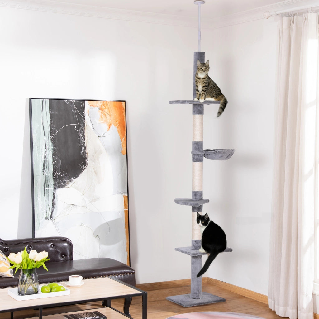 Albero tiragraffi per gatti alto 230-260 cm ¨C zephmum ¨C Grigio