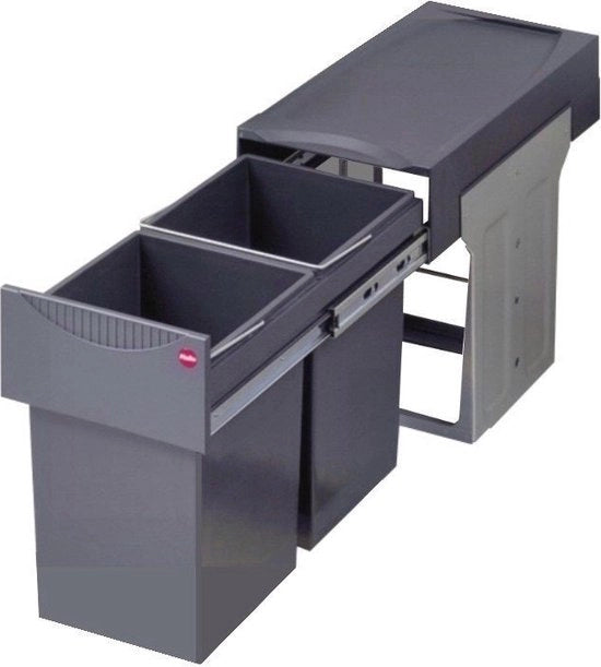 Aria per avvallamento per installazione in cassetti 30 cm larga | 2 x 15 litri, completamente retrattile, spaziale risparmio