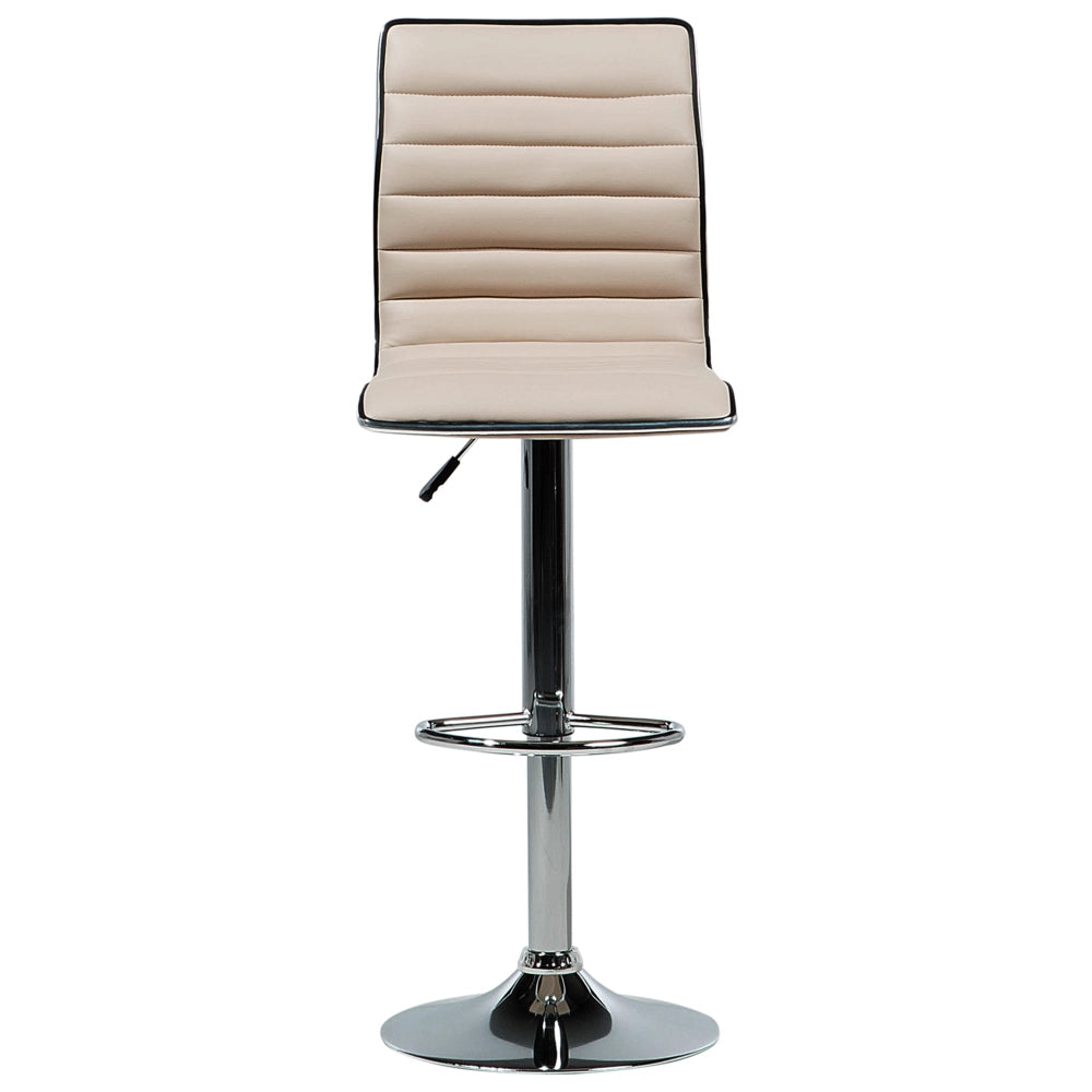Set di 2 sedie da bar Sedile in ecopelle beige Struttura in argento Altezza del bancone Girevole regolabile in altezza