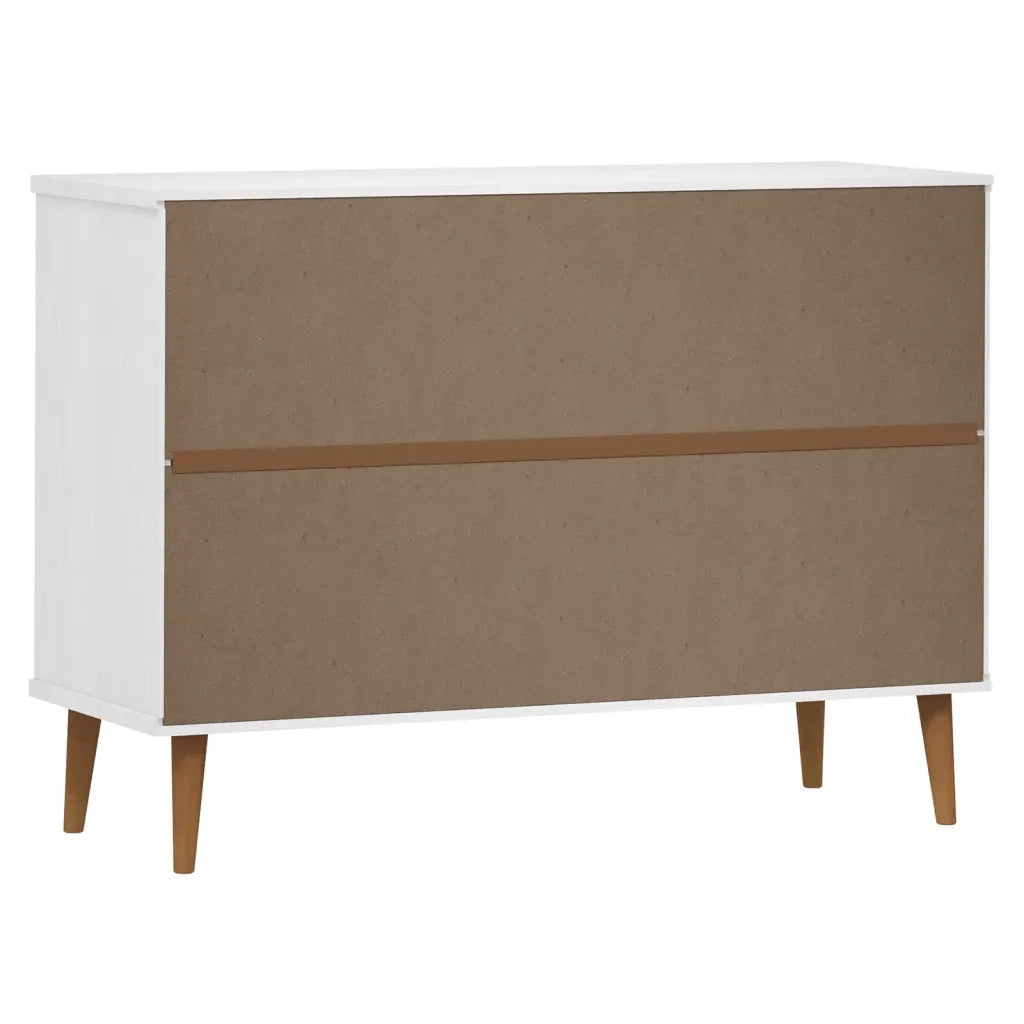 Cassettiera MOLDE Bianca 113x40x80 cm in Legno Massello di Pino 350508