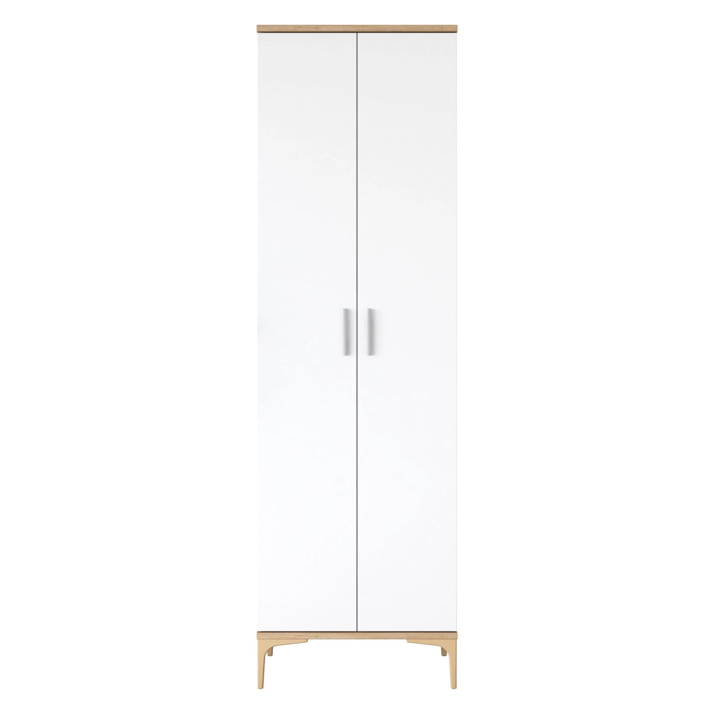 Garbagna, Armadio Multiuso 2 Ante 7 Ripiani, 60x199h cm Marrone Rovere