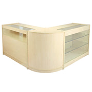 Set Pisces con 3 Banconi da Negozio e Reception con Finitura in Acero Laminato