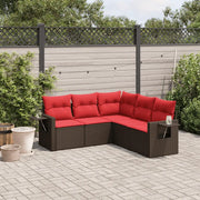 Set Divani da Giardino 5 pz con Cuscini Marrone in Polyrattan 3220153