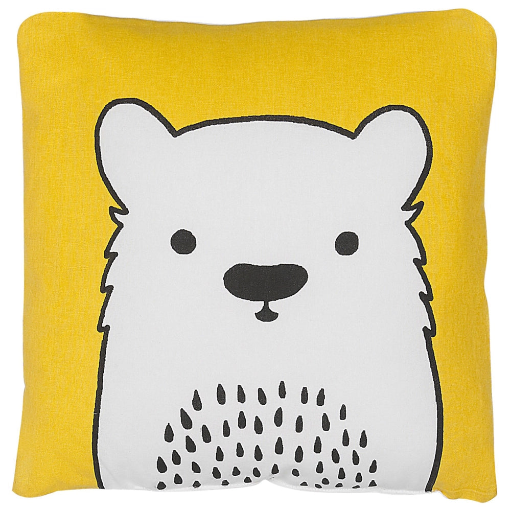 Cuscino per bambini Cuscino con immagine di orso in tessuto giallo con imbottitura morbida per bambini