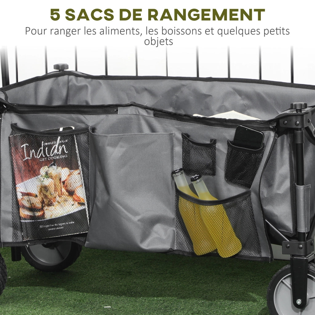 Carrello da giardino pieghevole ¨C zephmum ¨C grigio scuro 108x55x93 cm