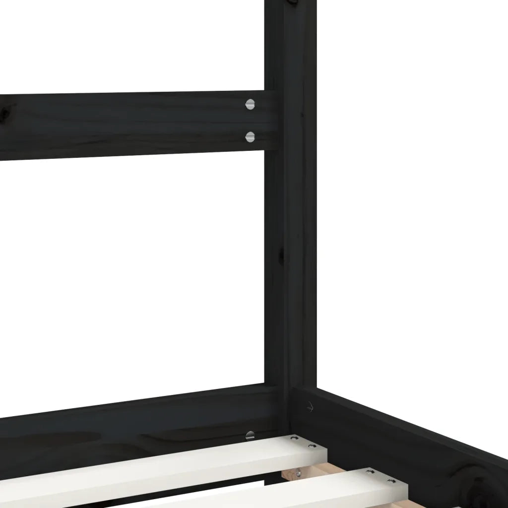 Giroletto per Bambini | Letto Infantile | Lettino Nero 70x140 cm in Legno Massello di Pino