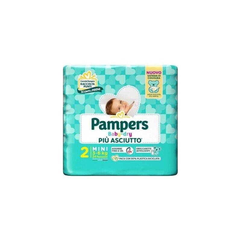PAMPERS SET 2 CONFEZIONI BABY DRY 2 MINI 3-6KG X 24PZ