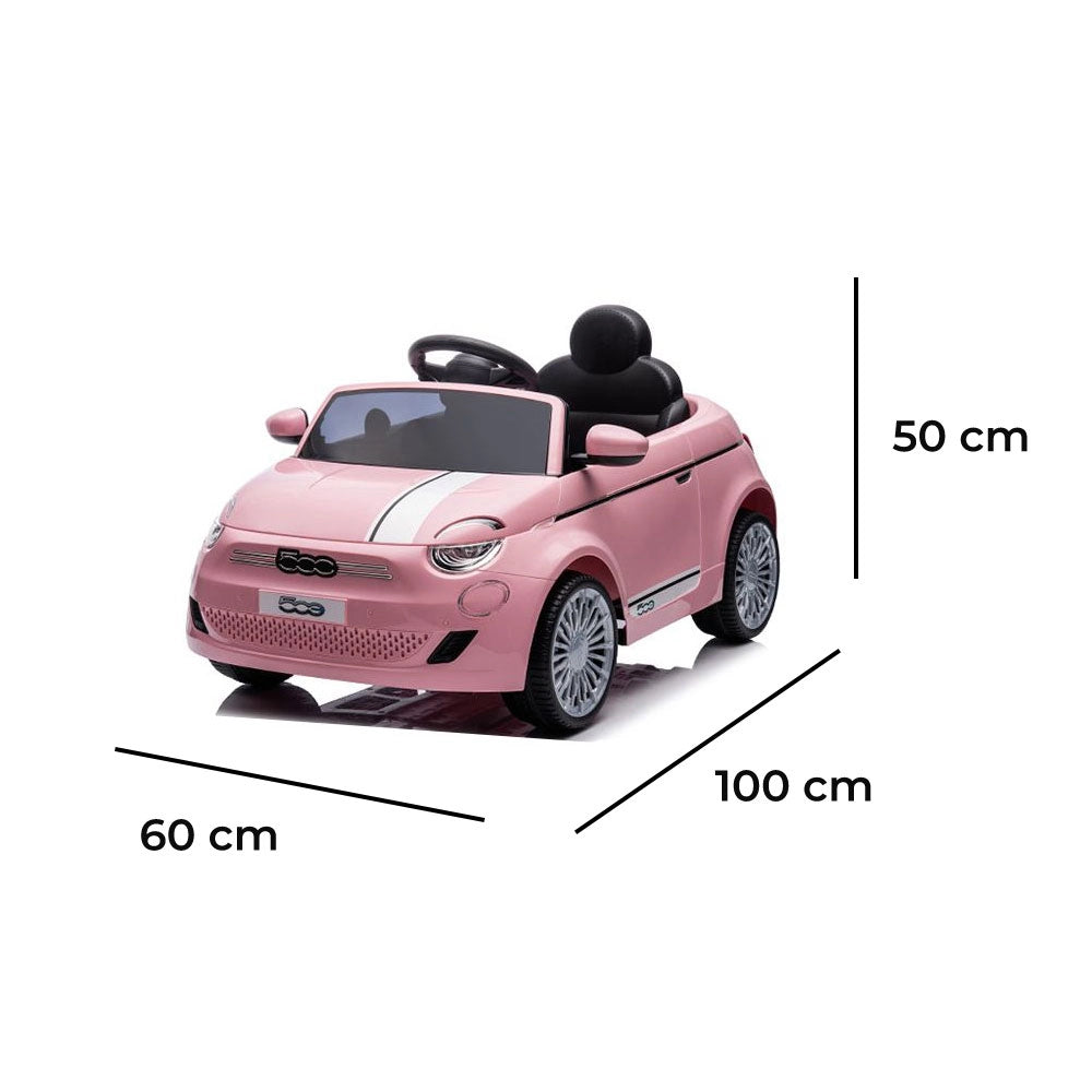 Macchina Elettrica per Bambini Fiat 500 12V 30W con Telecomando Luci e Suoni Rosa