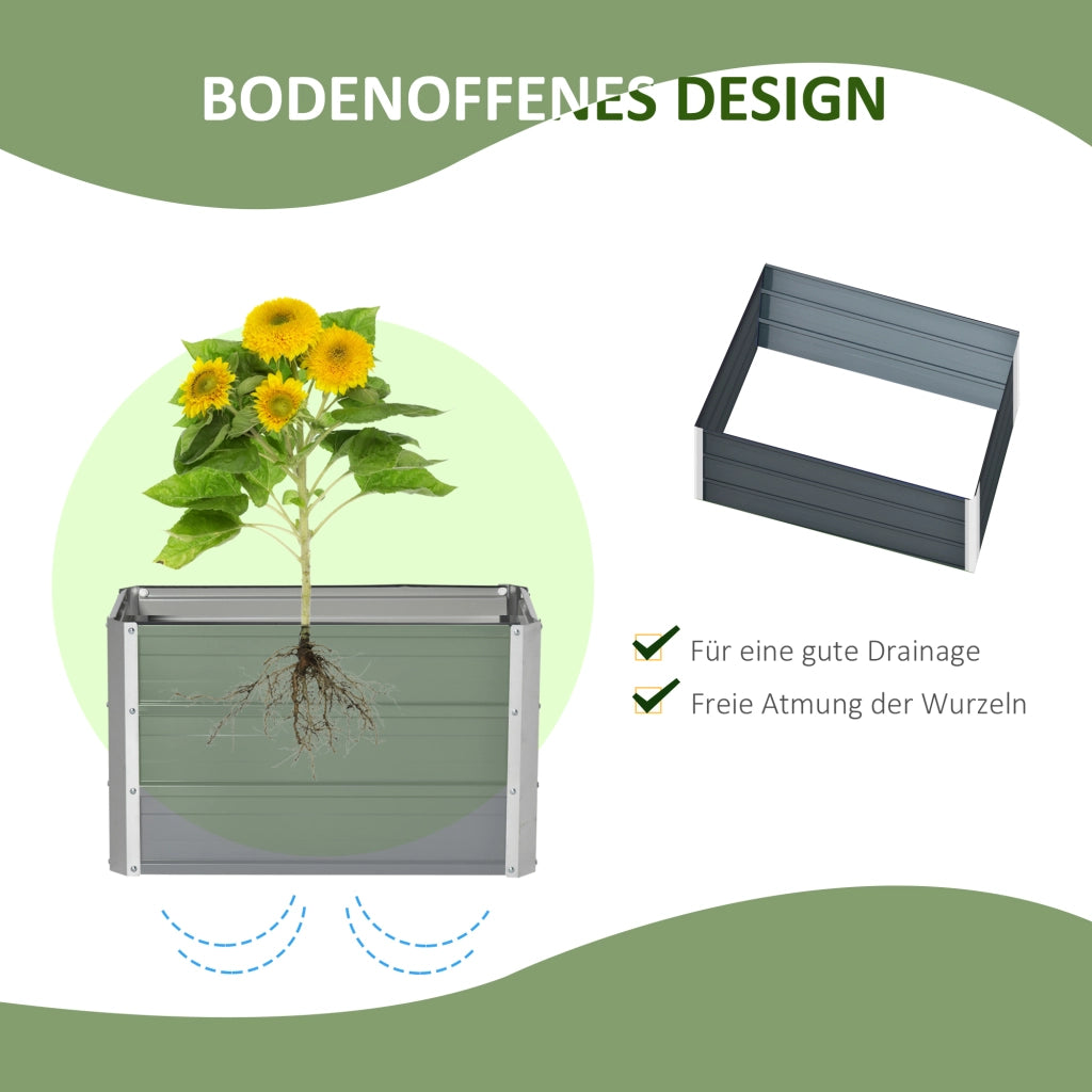 Hochbeet da giardino in acciaio ¨C zephmum ¨C grigio scuro 66x47x40 cm