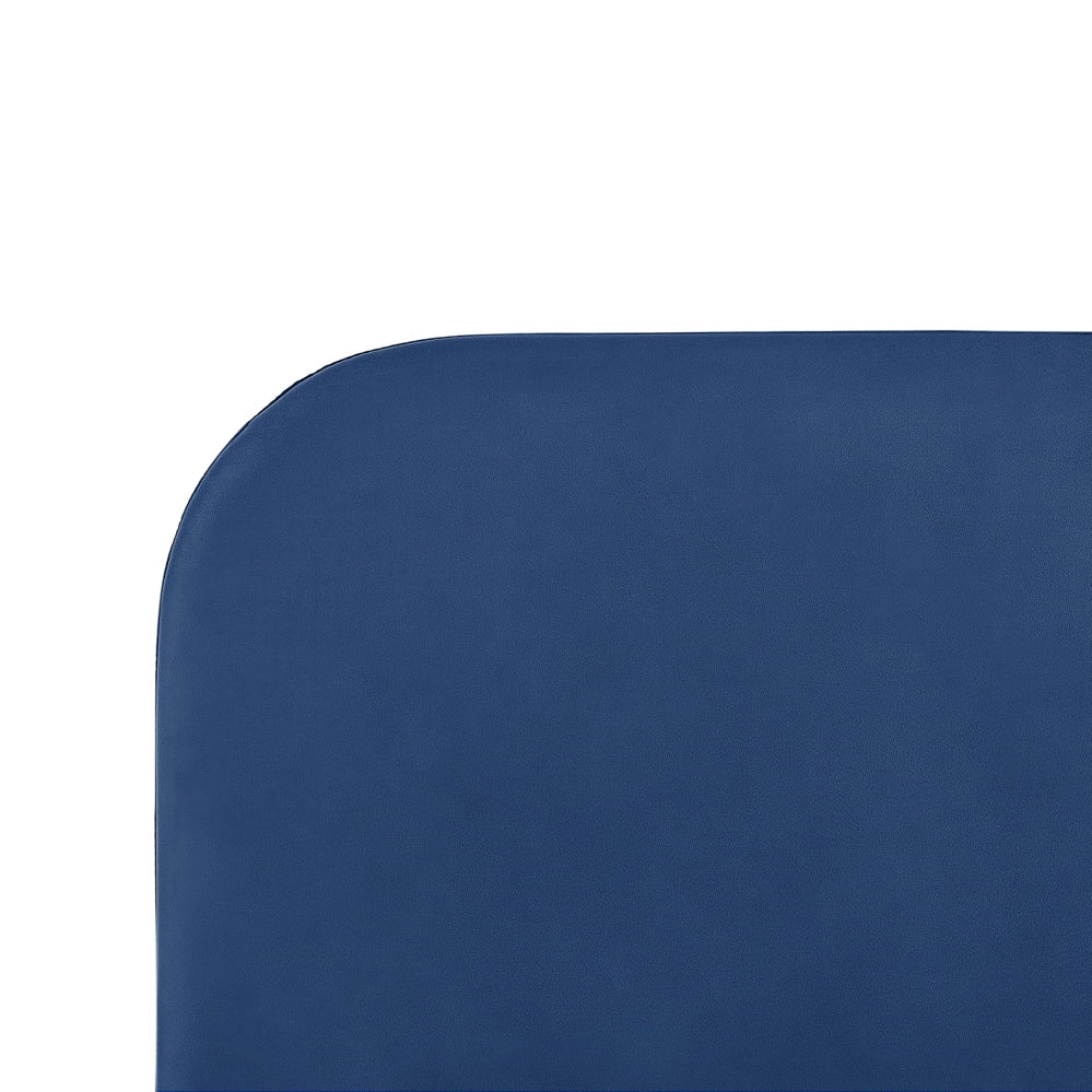 Letto blu marino velluto tappezzeria doppia dimensione gambe dorate testiera con rete a doghe 140 x 200 cm design minimalista