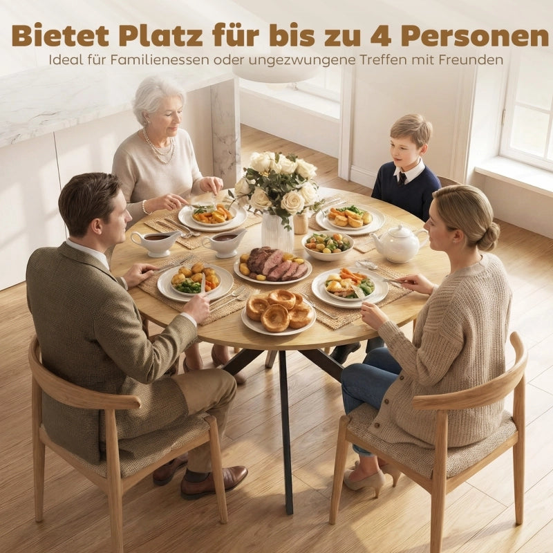 Tavolo da pranzo - rotondo per 4 - stile industriale - gambe in acciaio - rovere - per cucina