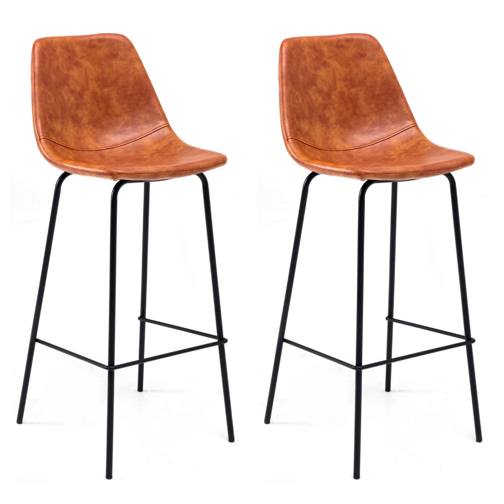 Set di 2 sgabelli vintage LUCIEN cognac - Altezza seduta 75cm