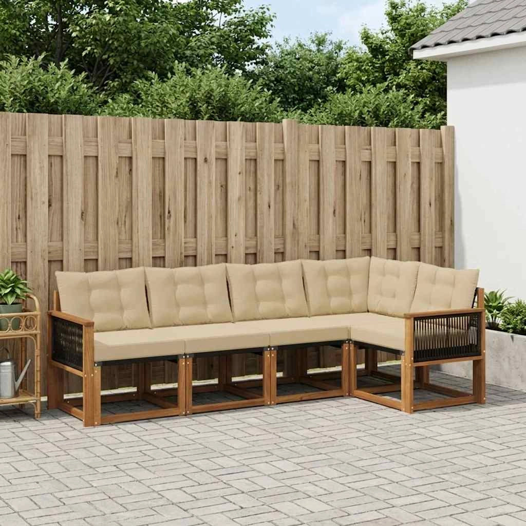 Set di divani da esterno 5 pz Naturale e Beige 3381953